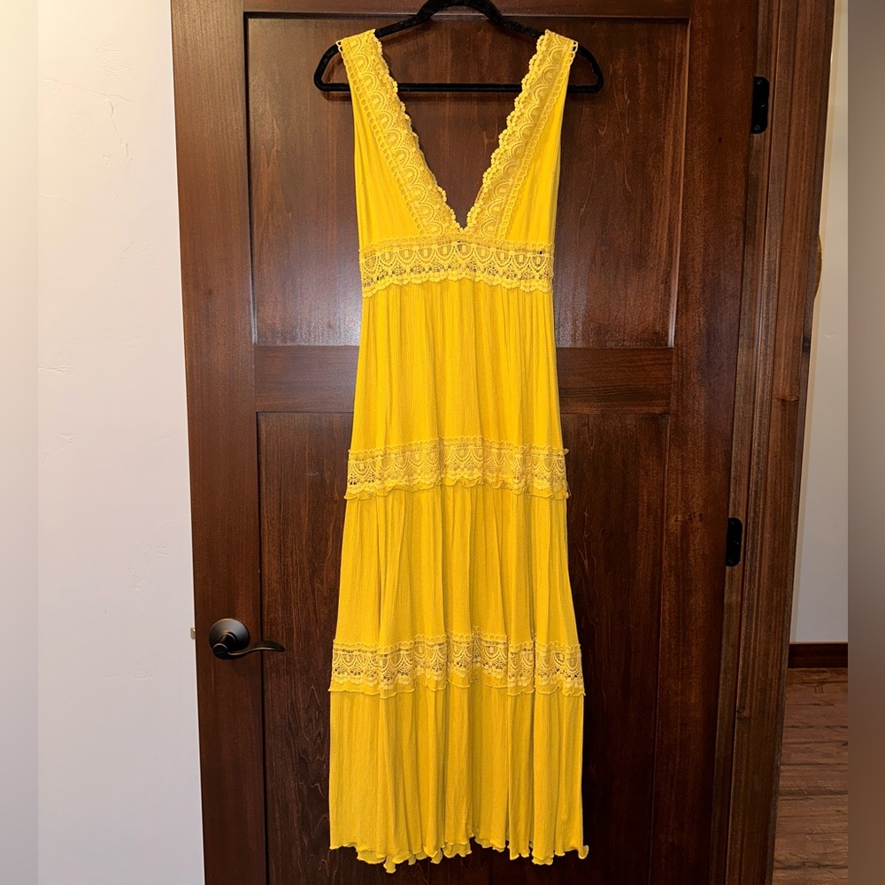 Women’s mustard deep V maxi dress